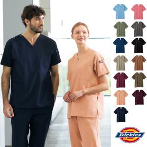 7033SC ディッキーズ Dickies スクラブ 白衣 男女兼用 フォーク 半袖 動きやすい かぶりタイプ ドクター ナース メンズ レディス 病院 医院 クリニック