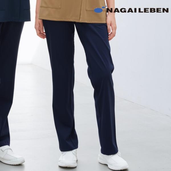 ナガイレーベン パンツ AY4233 白衣 ナースウェア 女性用 ストレート ウエストゴム ポケット...