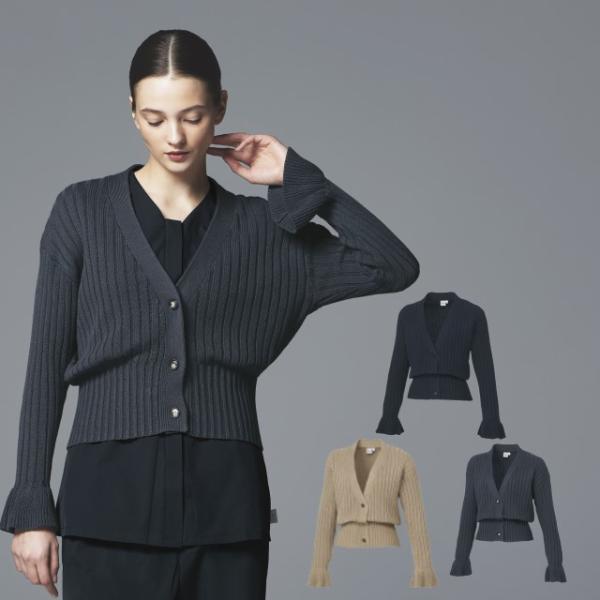 DOM-0042 カーディガン 女性用 ユナイト チトセ ワイドリブ アクリル 綿 毛玉ができにくい