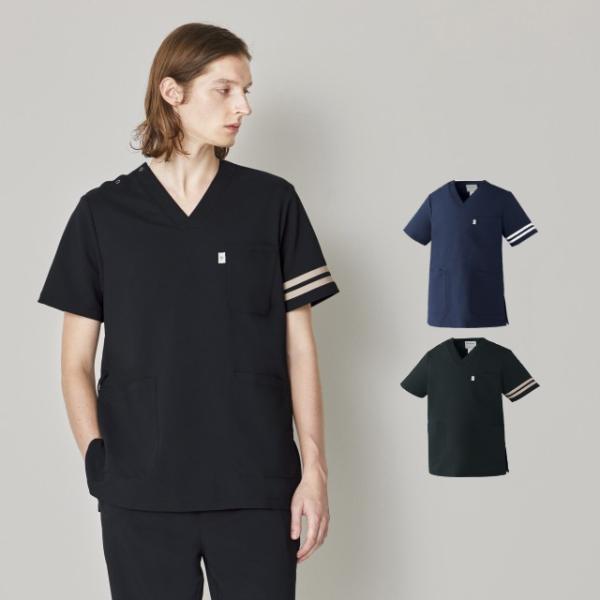 FR-0007 ナースウェア スクラブ 男女兼用 肩口スナップボタン かぶりタイプ フォロレゾン U...