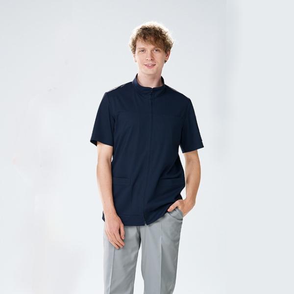 LH6262 ナガイレーベン 白衣 ナースウェア ジャケット 男性用 半袖 PHSポケット スタンド...