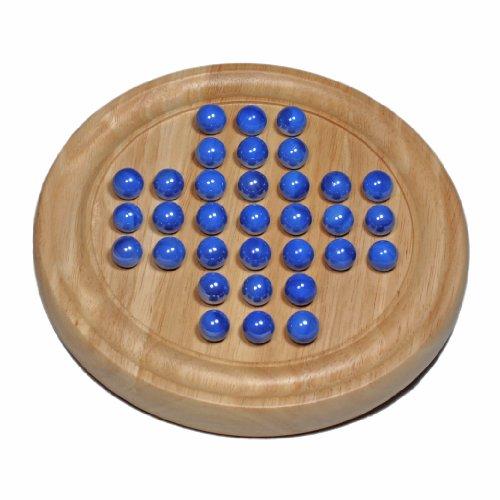 Wood Solitaire with Glass Marbles