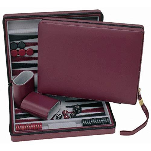 WE Games Burgundy Magnetic Backgammon Set with Car...