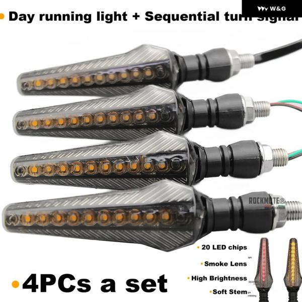 並行輸入品  4個 LED フロント リア ウィンカー ブリンカー ライト シーケンシャル フラッシ...