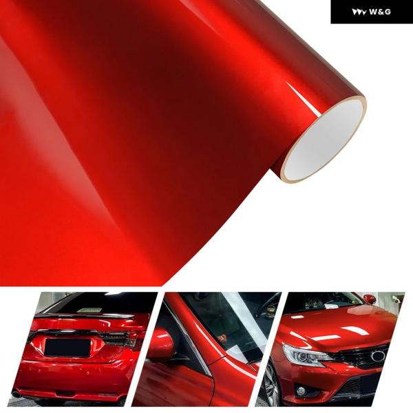 並行輸入品  PET 液体メタル ルビーレッド カーラップフィルム エアフリー バブルカラーチェンジ...