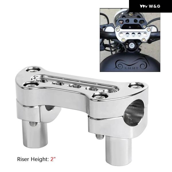 並行輸入品  クローム 2インチ高 1インチ ハンドルバー ライザー トップクランプ ハーレー ソフ...