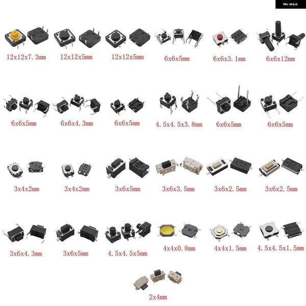 並行輸入品 25種類 SMD DIP マイクロタクト プッシュ ボタン スイッチ アソート キット ...