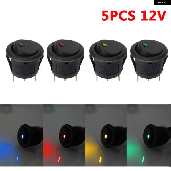 並行輸入品 5個 セット 12V オン/オフ LED ライト 車用 プッシュ ボタン スイッチ 丸型...
