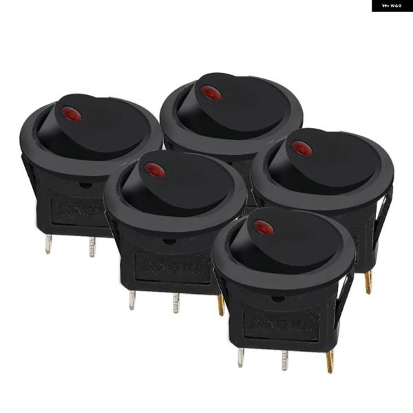並行輸入品 発光トグルスイッチ 12V ON/OFF 5個 セット LED ライト 防水 丸型ロッカ...