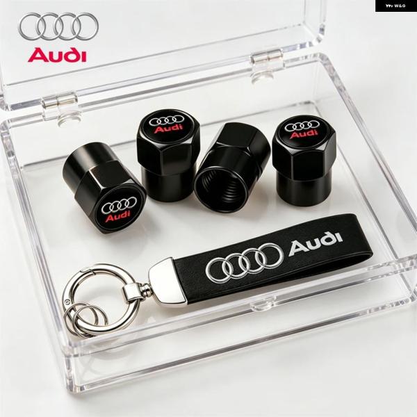 並行輸入品 アウディ 防錆カータイヤ バルブ ステムキャップスエードキー ホルダー SラインA3 A...