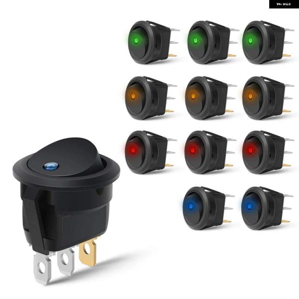 並行輸入品 ミックスカラーオン/オフ 制御 LED ライト丸型ロッカースイッチ 防水 ドットスイッチ...