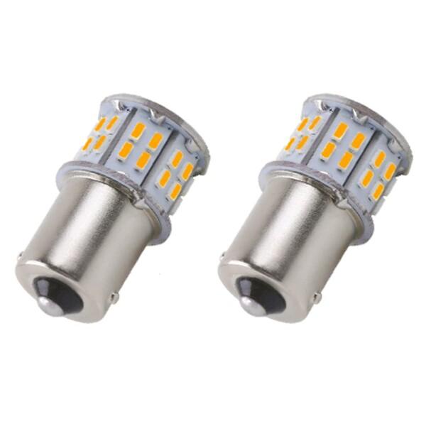 S25 12V-24V車用 シングル球 LED バックランプ 3014SMD 黄色の琥珀 ピン角18...