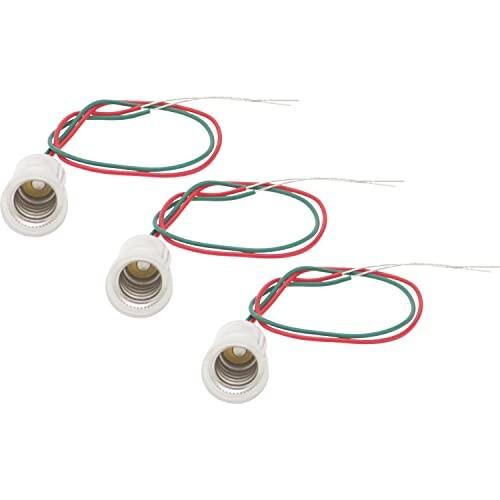オーディオファン 豆電球ソケット口金 E10用 リード線付き約20cm LED電球対応 3点セット
