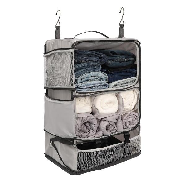 ELEZAY クローゼッ 衣装 吊り下げ収納 旅行やビジネスに便利な折り畳式3段圧縮袋 スーツケース...