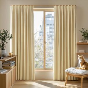 カーテン 姫系 遮光 レースカーテン付き 2枚組 丈180cm×幅100cm 一体型