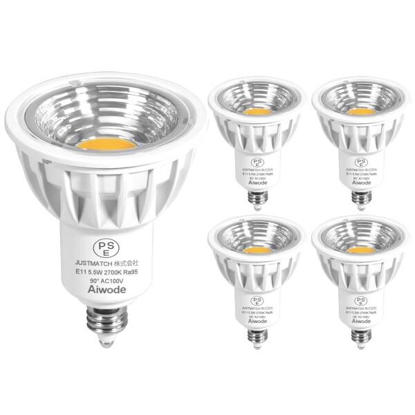 Aiwode E11口金 LED電球、5.5W 電球色2700K、50-60W形相当、LEDスポット...