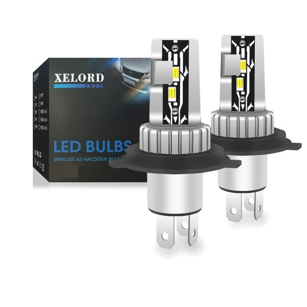 XELORD H4 Hi/Lo LEDヘッドライト 瞬間起動 6000K ホワイト 車用 LEDバル...