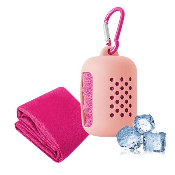 クールタオル 速乾タオル 冷感タオル 80×30cm スポーツタオル シリコンケース付き 軽量 暑さ...