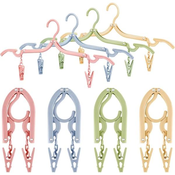 洗濯物干し ピンチハンガー 折りたたみハンガー 4個入り 折りたたみ式 附??子 携帯用 便利 軽