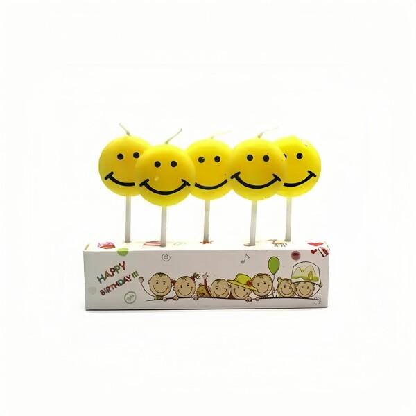 韓国風INSバースデーキャンドル - イエロースマイル＆カートゥーンデザイン、創意的でカラフル
