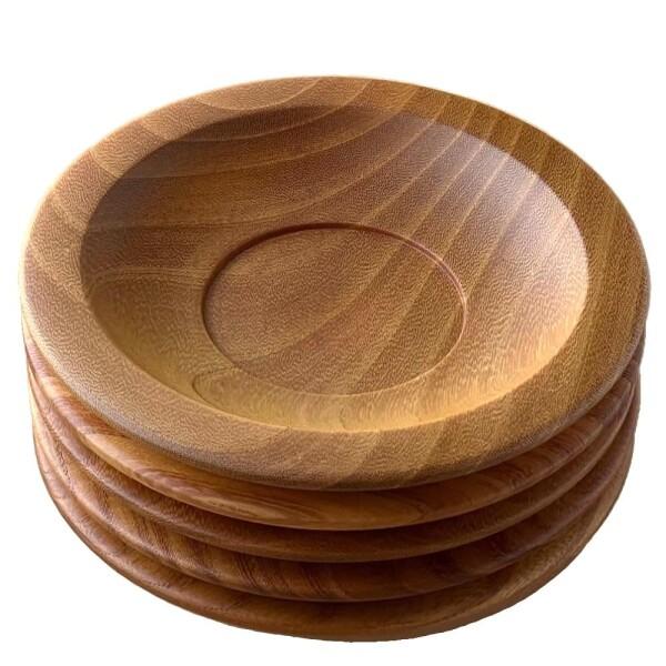 風景ドットコム けやき 欅 天然木 茶托 5枚組 日本製 (クリア, 大120mm)