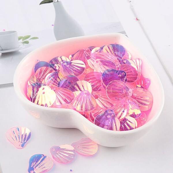 10g/1パック 約90枚 13MM ホログラム 金色の透明効果 マーメイド 穴あき パール シェル...