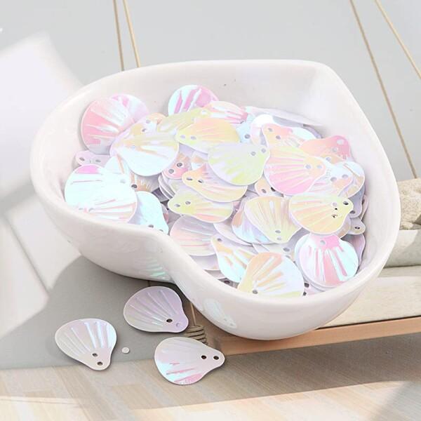 10g/1パック 約90枚 13MM ホログラム マーメイド 穴あき パール シェル スパンコール ...