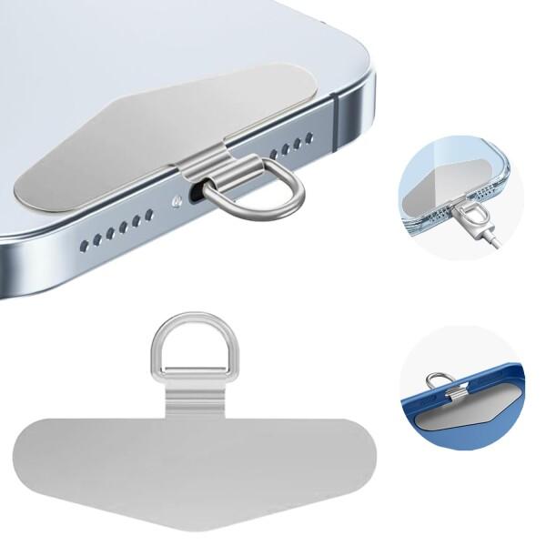 (3枚入り)スマホ ストラップホルダー 浮きにくい湾曲設計 ステンレス製0.4mmの超薄型金属製タグ