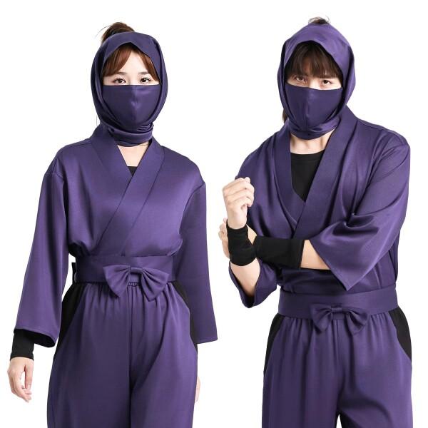 (HOLOUN) 忍者 乱太郎コスプレ 忍術学園 紫 5年生 パープル 頭巾付き アニメ仮装クリスマ...