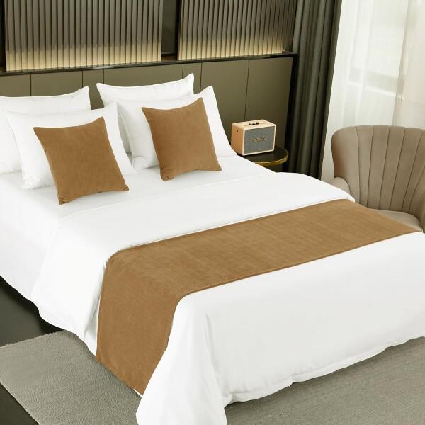 AMBERIS ベッドランナー シングルレイヤー シュニール織 モダンスタイル ベッドスカーフ ホー...