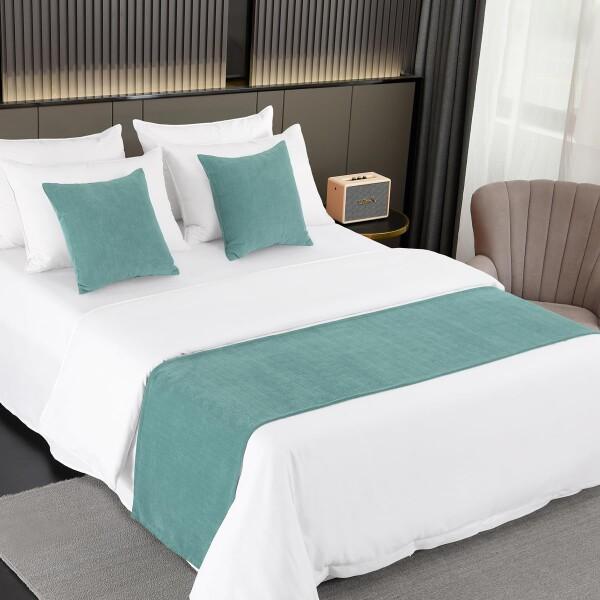 AMBERIS ベッドランナー シングルレイヤー シュニール織 モダンスタイル ベッドスカーフ ホー...