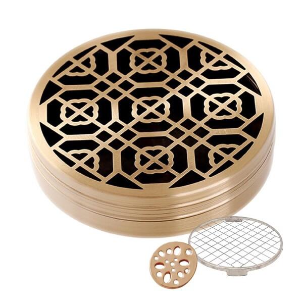 香炉 おしゃれ 仏具 インテリア お香立て オシャレ 真鍮製香炉 蓋付き 透かし彫り 線香立て コー