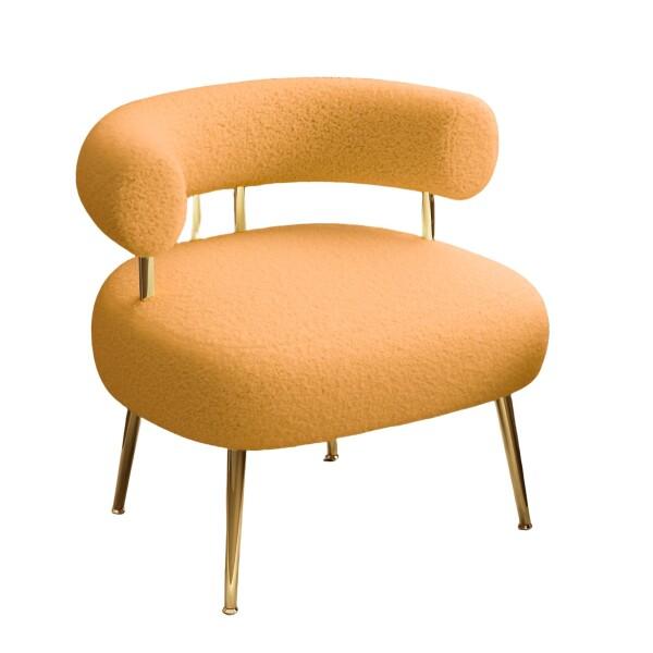 半ば世紀シェルパブークレアクセントチェア、小スペース用ラウンド布張りバレルアーム