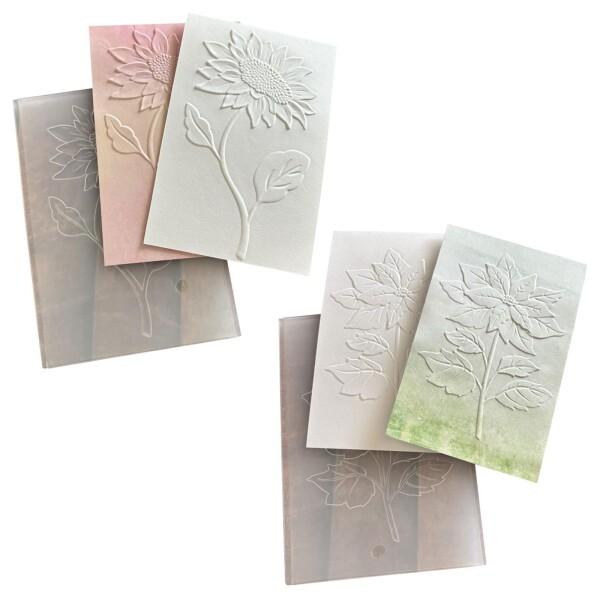 HICOHAND 3 Dカードを作るためのプラスチックの浮雕フォルダサンフラワー パターン 背景 ス