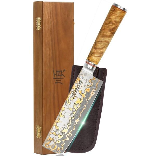 YOUSUNLONG 菜切り包丁 175mm 野菜切り/果物切/肉切り 万能包丁 プレセント 両刃 ...