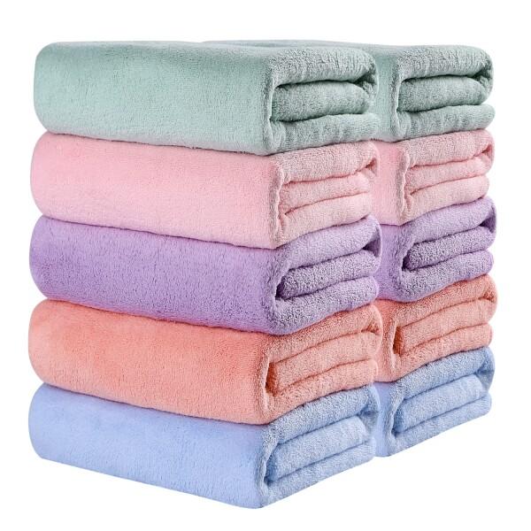 Oseamaid マイクロファイバー フェイスタオル10枚セット 吸水速乾 約34×75cm(ブルー...