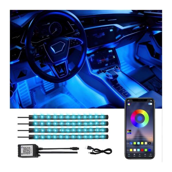 Ligrel RGB 車内灯 - 4点セット LEDライトバー、車内フットスペース、ダッシュボード下...