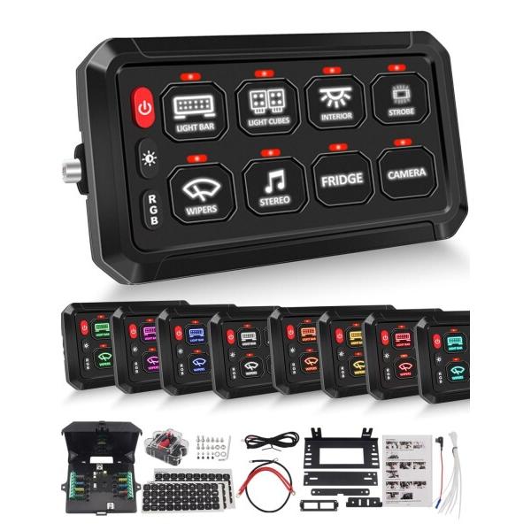 CHELHEAD スイッチパネル RGBバックライト 8ギャング 調光可能 ストロボタッチ 防水制御...