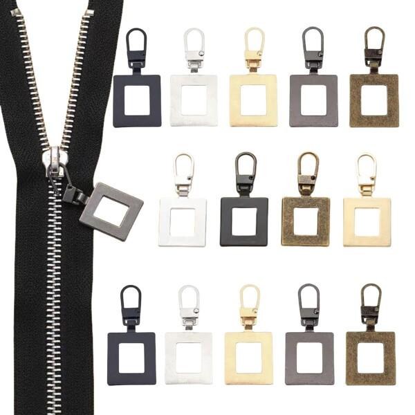 ファスナー 引き手 交換用 15個入り 金属製 ジッパー修理 ジッパープル 簡単に取り付 ジッパー交