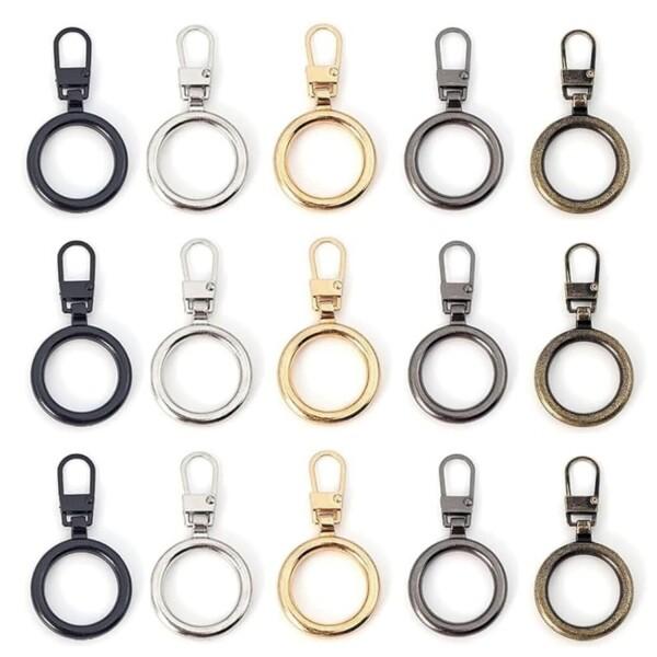 ファスナー 引き手 交換用 15個入り 金属製 ジッパー修理 ジッパープル 簡単に取り付 ジッパー交