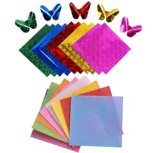 HUIKKJP キラキラホイル折り紙 15cm 100 枚入 15 色オーロラカラー おりがみ DIY・装飾・誕生日パーテ