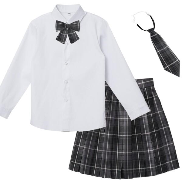 (AFUCLCRO) JK 制服 コスプレ セット 4点セット 女子高生 制服 スカート 長袖 白い...