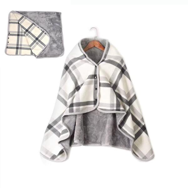 DEWEL ブランケット ひざ掛け 膝掛け 着る毛布 ボタン付き 80×130cm エアコン対策 暖...