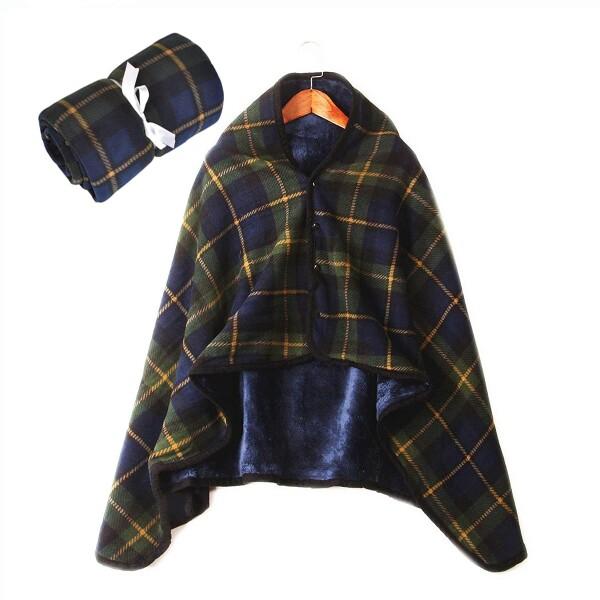 DEWEL ブランケット ひざ掛け 膝掛け 着る毛布 ボタン付き 80×130cm エアコン対策 暖...