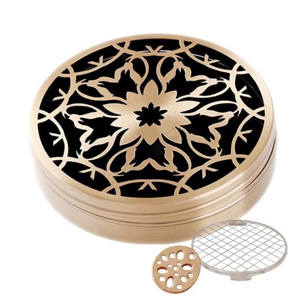 香炉 おしゃれ 仏具 インテリア お香立て オシャレ 真鍮製香炉 蓋付き 透かし彫り 線香立て コー