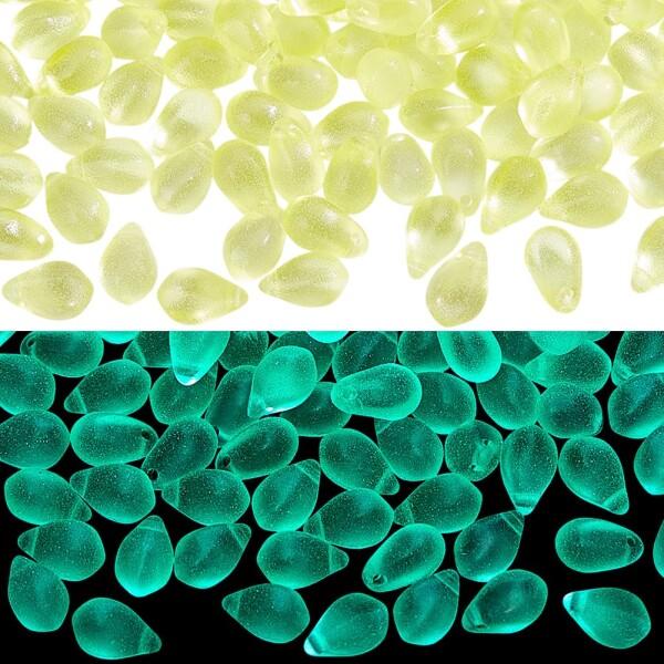 PH PandaHall 蓄光ガラスビーズ 150個セット 9×6mm 涙型ビーズ 涙型 透明フロス...