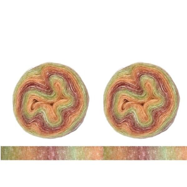 2個セット グラデーション毛糸 段染タイプ カラフル 馬海毛 虹色の毛糸 DIY手編み用糸 柔らかい