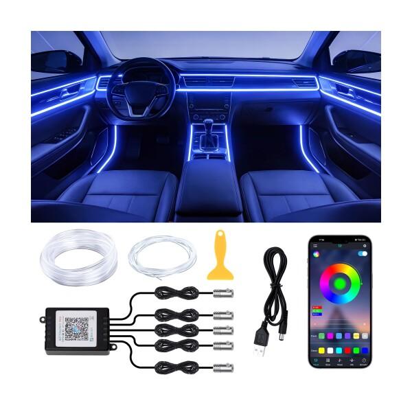 Ligrel 車用LEDライト 内蔵ワイヤレス5-in-1 RGBムードライトキット、236本の光フ...