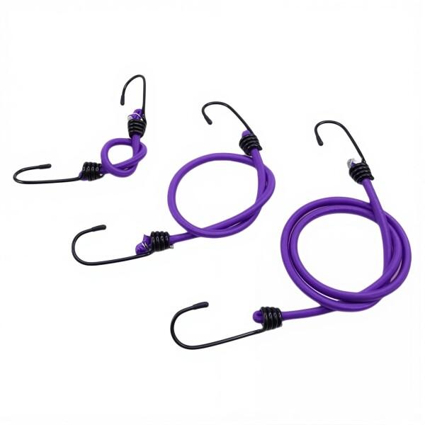 ゴムロープ フック付き 3本セット 30/50/80cm 強靭 伸縮バンド バイク 荷物固定 キャン...