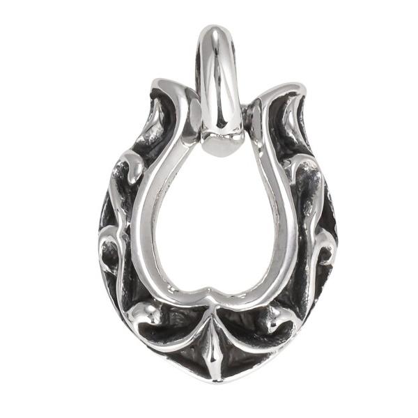 (Four leaf) シルバー925 ホースシュー ペンダントトップ 馬蹄モチーフ チャーム チェ...